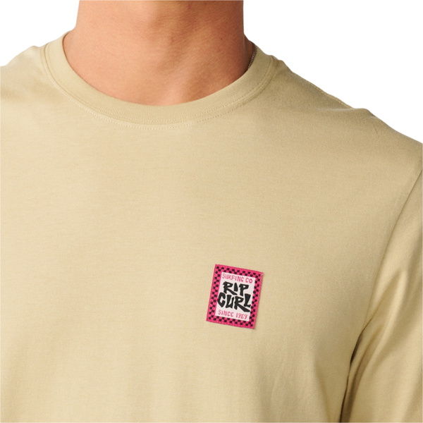 2026 Rip Curl Mens Streamline Badge Long Sleeve T-Shirt 13UMTE - Khaki Sand